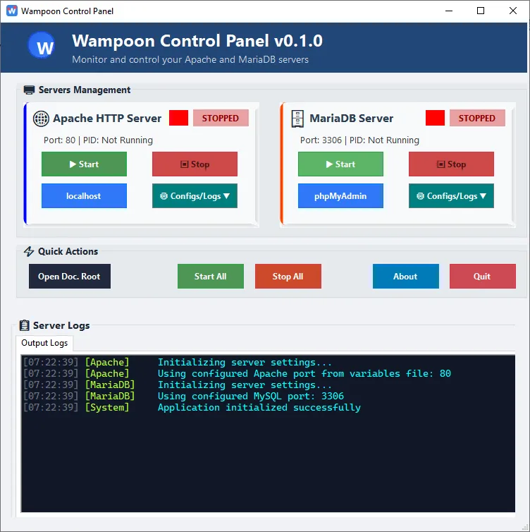 Wampoon Control Panel